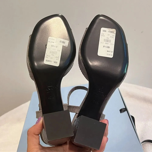 Lanvin Womens Aged Silver Platform Heels 8.5B Chunky T Strap Goatskin Metal - Picture 5 of 12